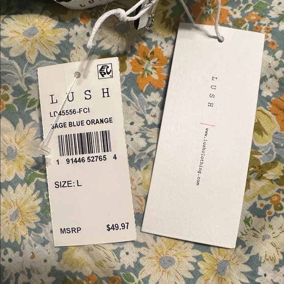 Lush Yellow and Green Floral Midi Dress Size large - Picture 7 of 7